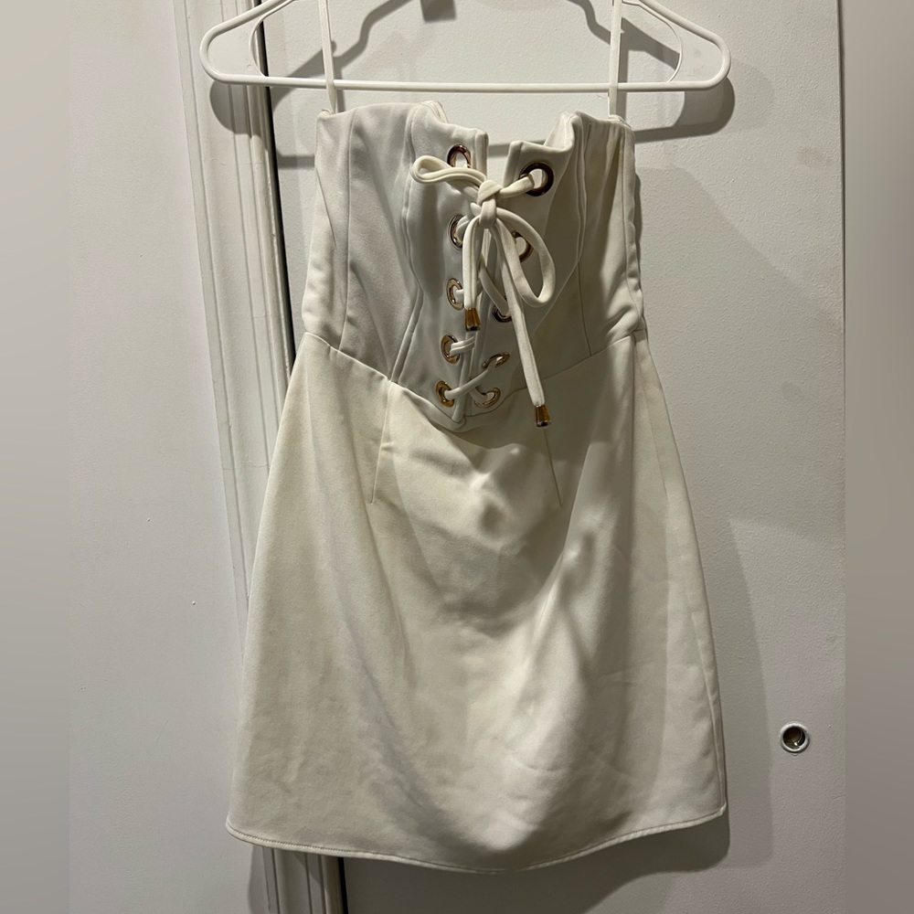 White corset body con dress